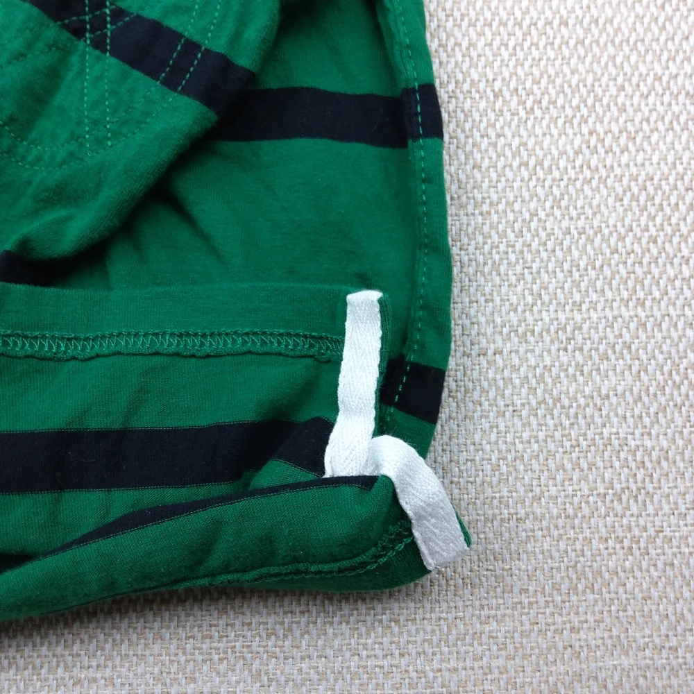 Polo Ralph Lauren, Hoodie L/S Collared Rugby Shirt ,Green W/ Black Stripes, Sz 4